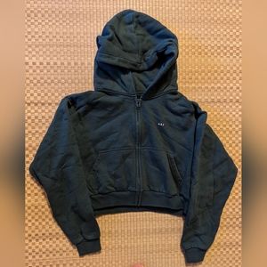 437 Four Three Seven Cropped Zipper Hoodie Spirulina Women's M/L Made in Canada